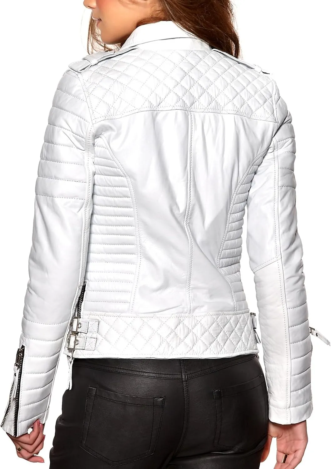 Women's Lambskin Leather Bomber Biker Jacket