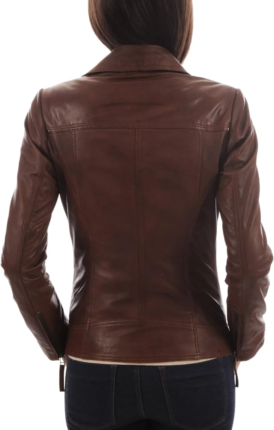Women's Lambskin Leather Moto Biker Jacket - Winter Wear