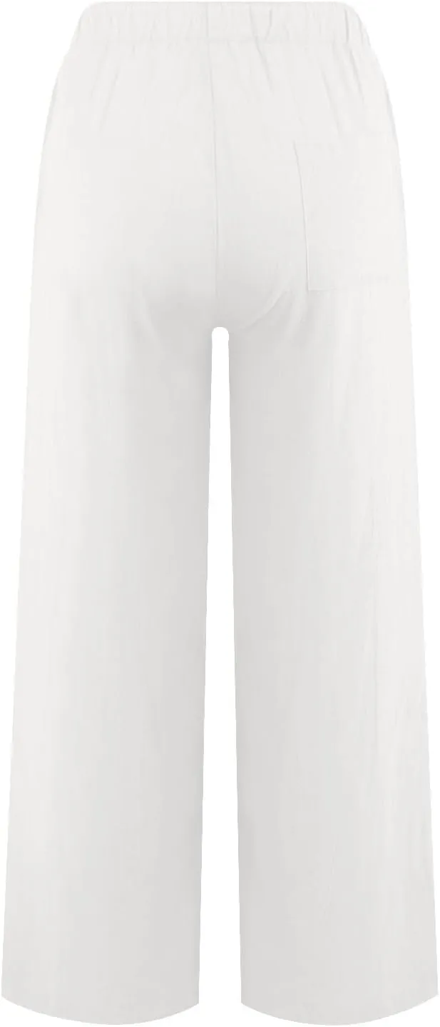 Women's Linen Blend Summer Loose Palazzo Pants Elastic Waisted Baggy Stretchy Loose Fit Palazzo Lounge Pants