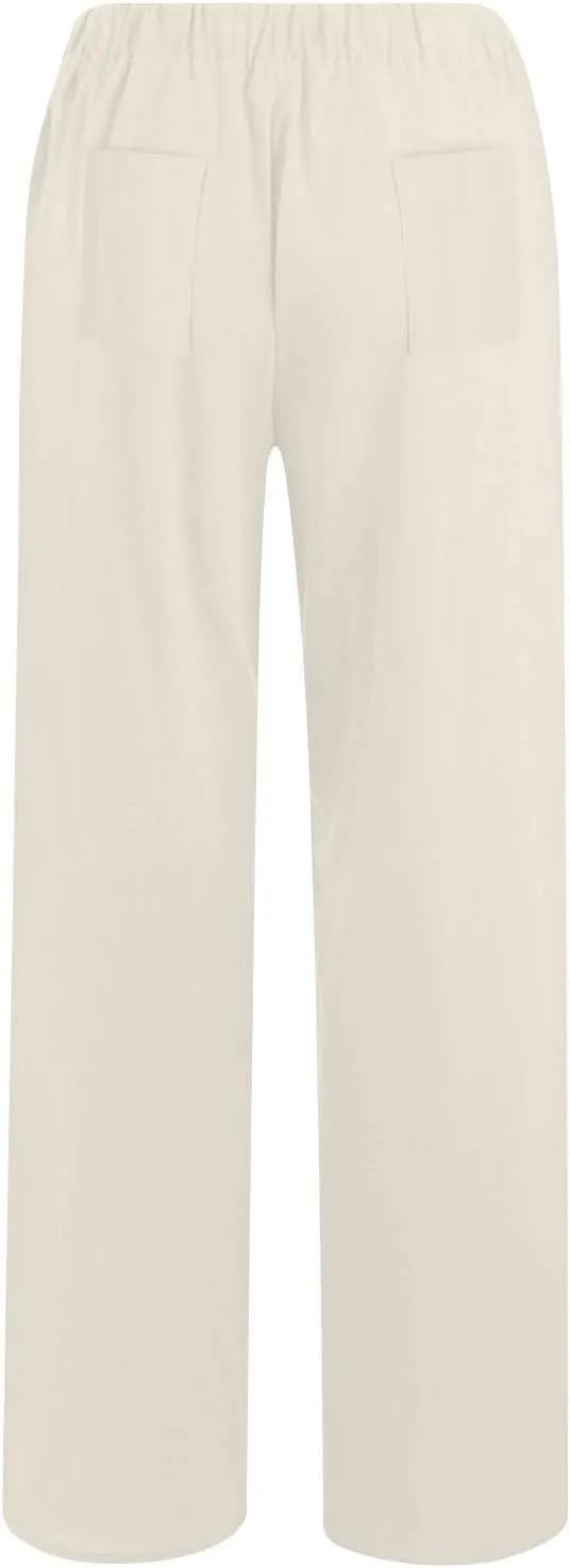 Womens Linen Pants Straight Leg Plus Size High Waisted Linen Pants Women Casual Beach Trousers with Pockets
