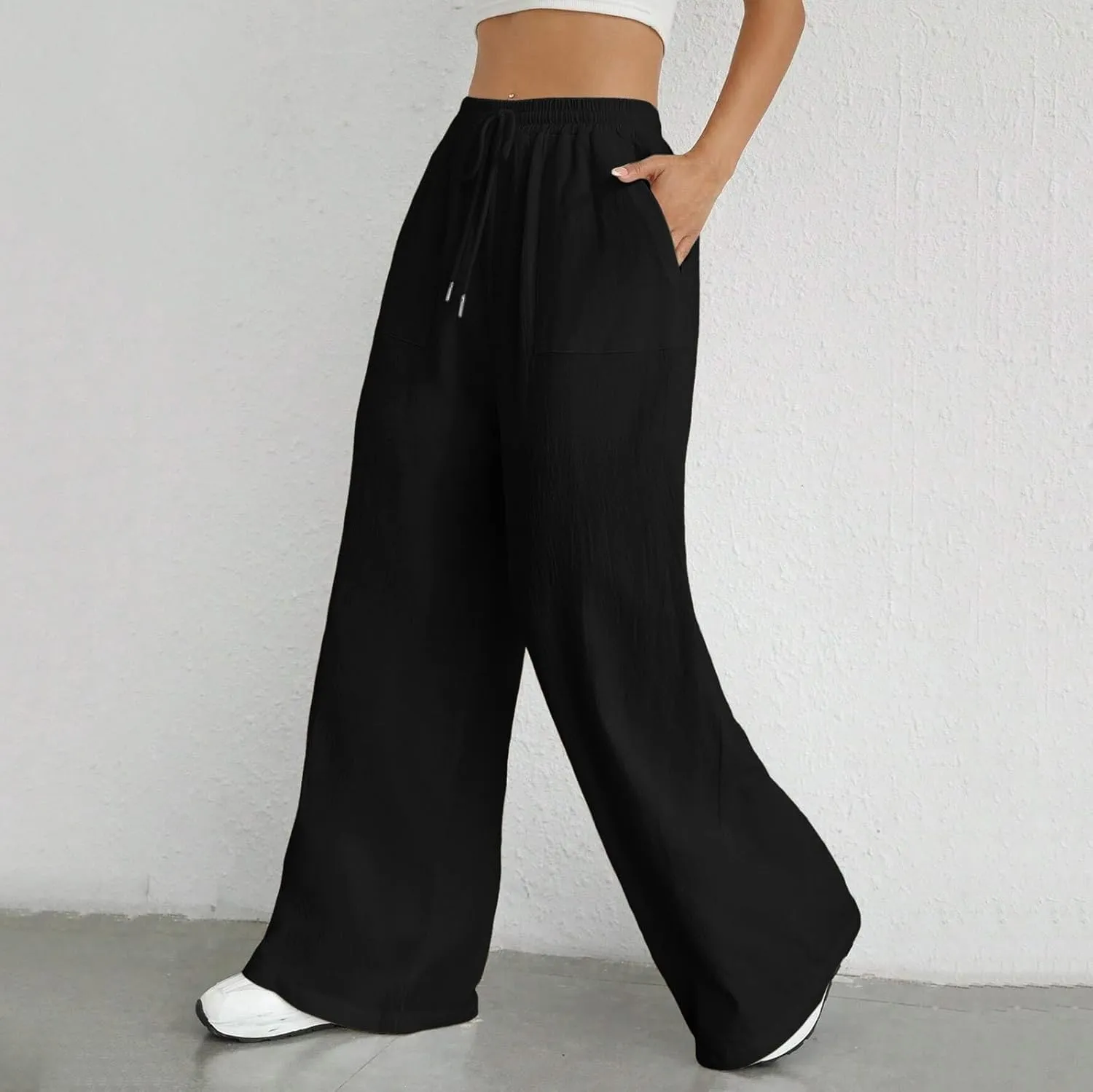 Womens Linen Summer Floral Pant Trousers High Waist Lounge Pants Slim-Fit Pants Trendy