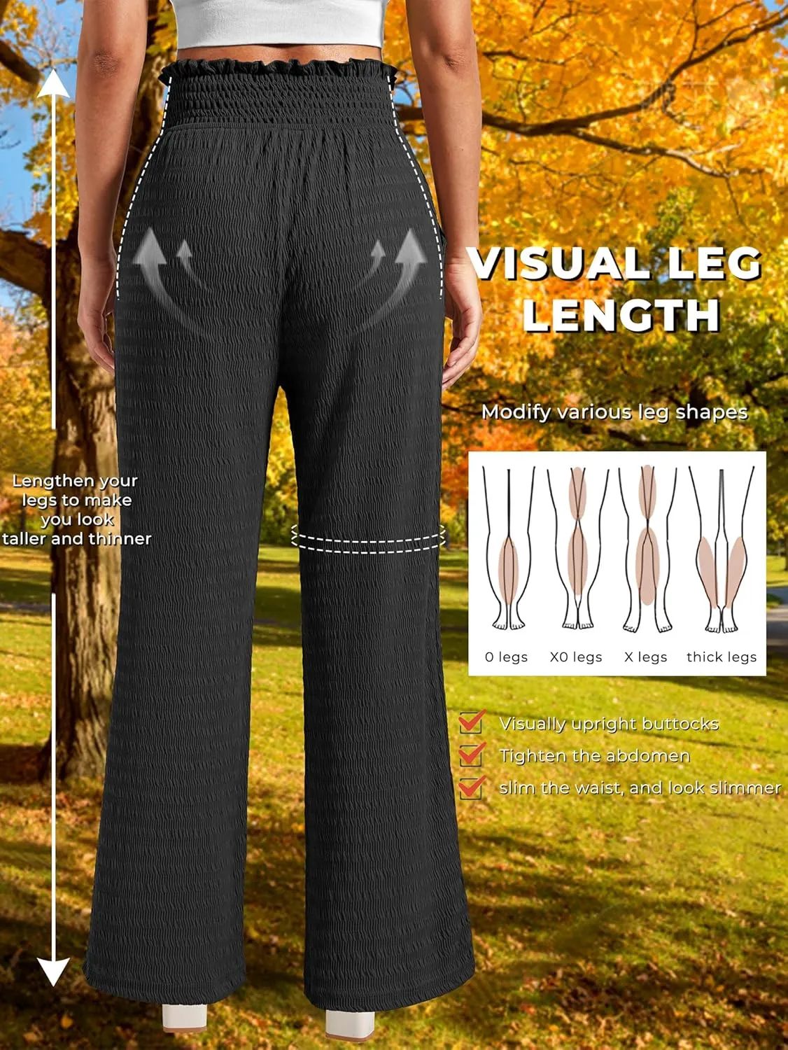 Women's Lounge Straight Pants Wide Leg Trousers 2024 Trendy High Waisted Business Texture Pants with Pockets