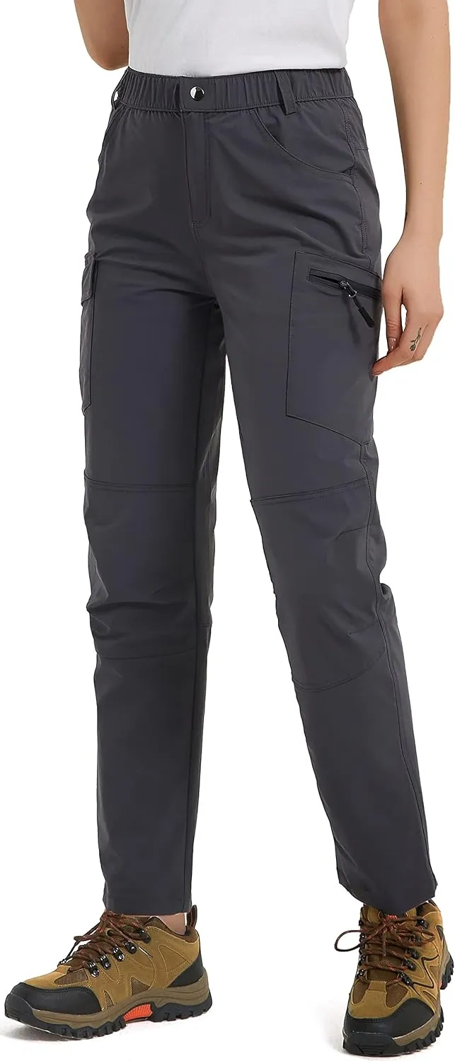 Women's Outdoor Hiking Pants With Cargo Pockets - Quick Dry UPF 50  Water-Resistant Athletic Pants for Camping and Workout