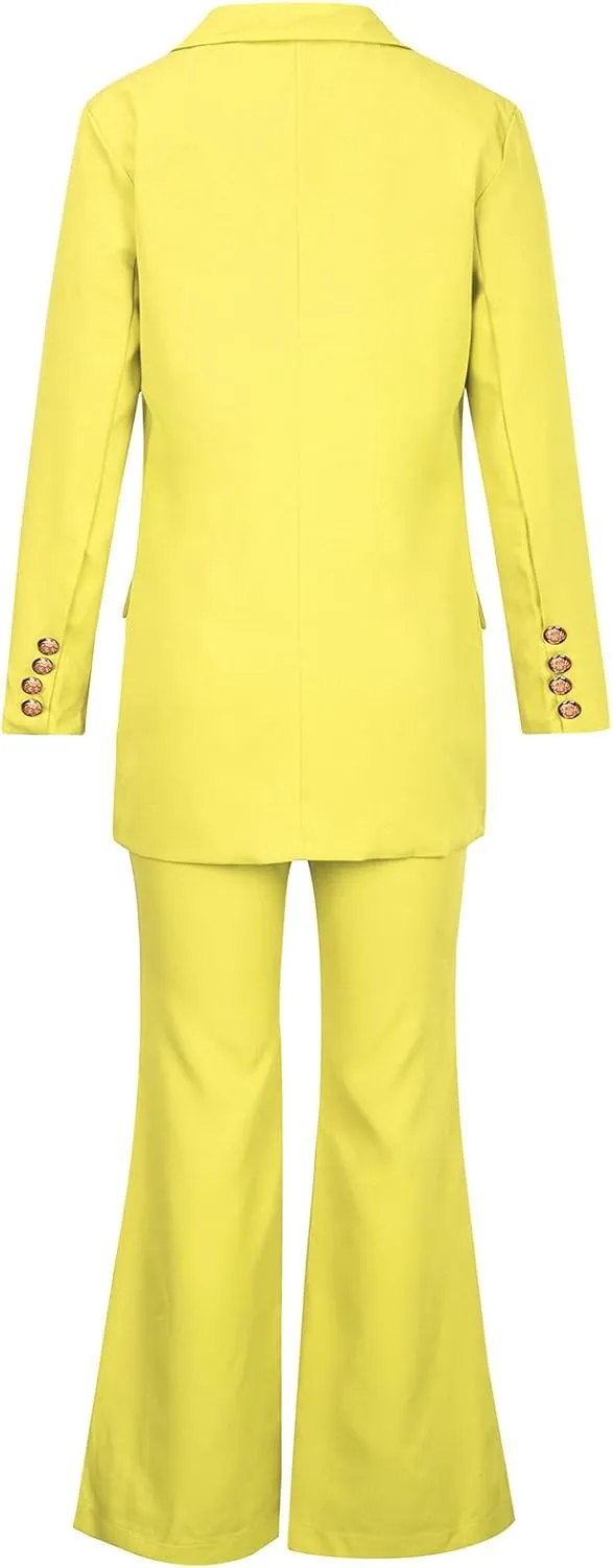 Womens Outfits Dressy Casual 2 Piece Blazer Flare Pantsuit Set Fashion Business Suit Elegant Office Clothes Pant Suits