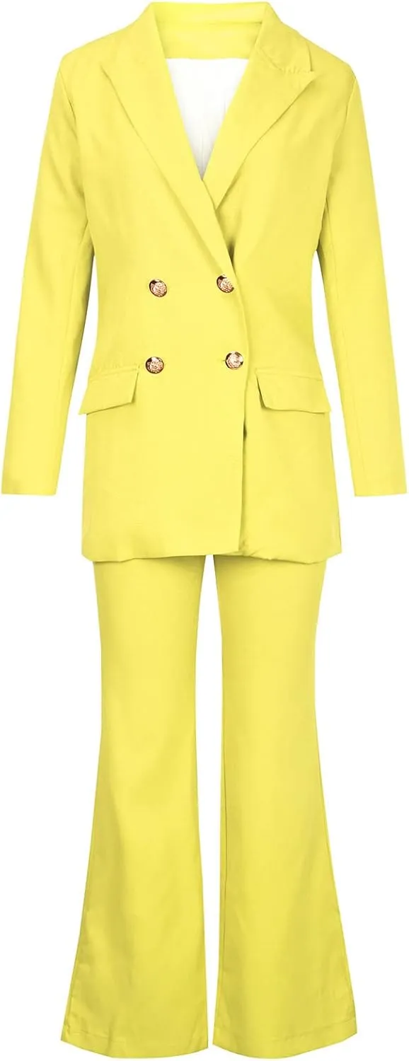 Womens Outfits Dressy Casual 2 Piece Blazer Flare Pantsuit Set Fashion Business Suit Elegant Office Clothes Pant Suits