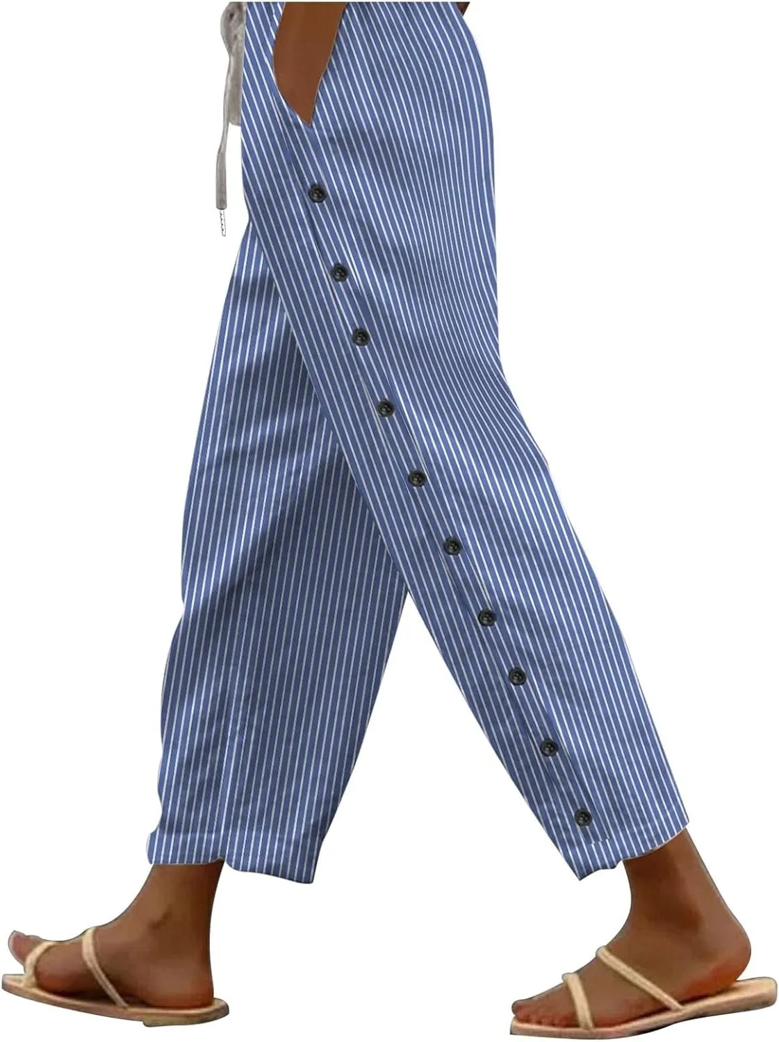 Women's Pants, Casual Pants Linen Stretchy Peasant Straight Leg Trendy Wide Adjustable