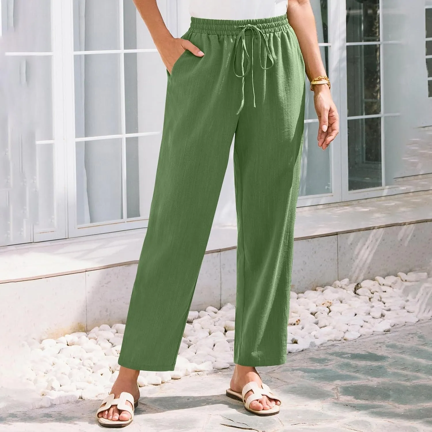 Women's Pants, Linen Peasant Pants Straight Leg Casual WomenS 2025 Trendy Cotton
