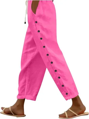 Women's Pants, Linen Peasant Pants Stretchy Straight Leg Casual Wide Slim Fit