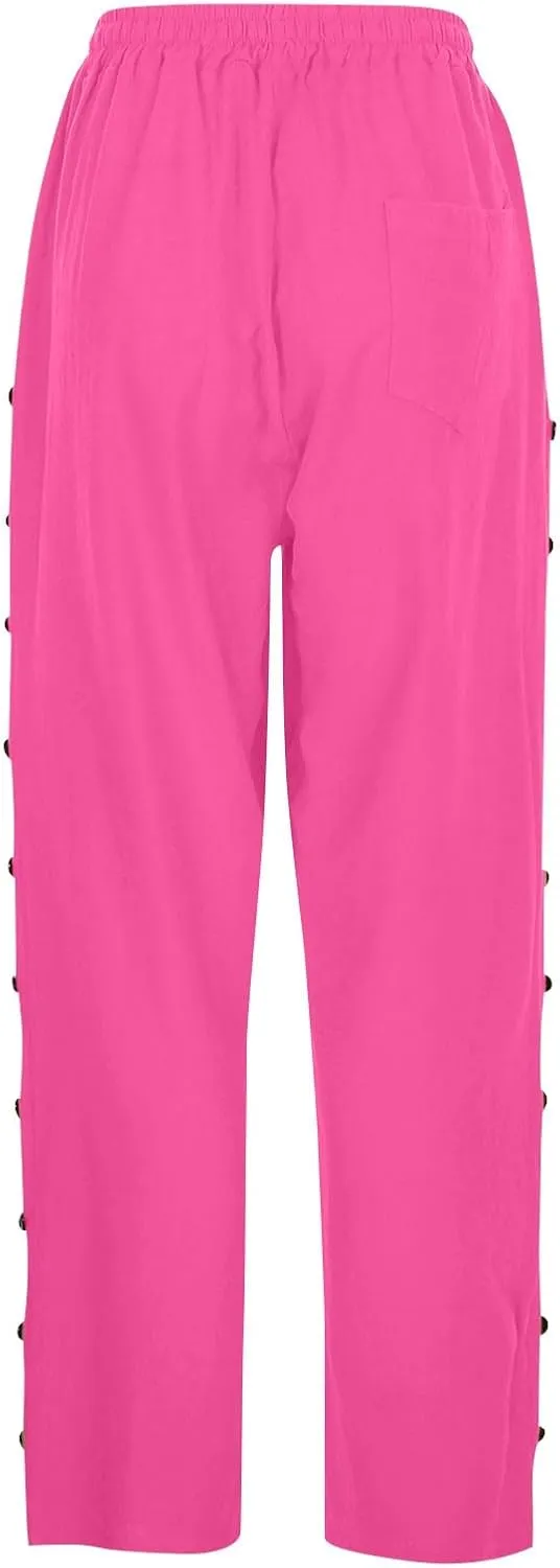 Women's Pants, Linen Peasant Pants Stretchy Straight Leg Casual Wide Slim Fit