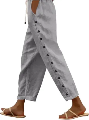 Women's Pants, Linen Peasant Pants Stretchy Straight Leg Casual Wide Slim Fit