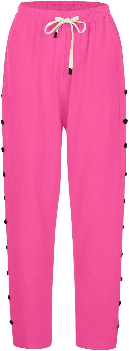 Women's Pants, Linen Peasant Pants Stretchy Straight Leg Casual Wide Slim Fit