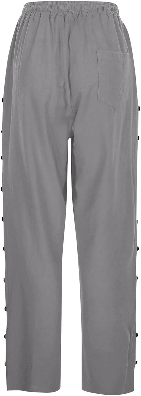 Women's Pants, Linen Peasant Pants Stretchy Straight Leg Casual Wide Slim Fit