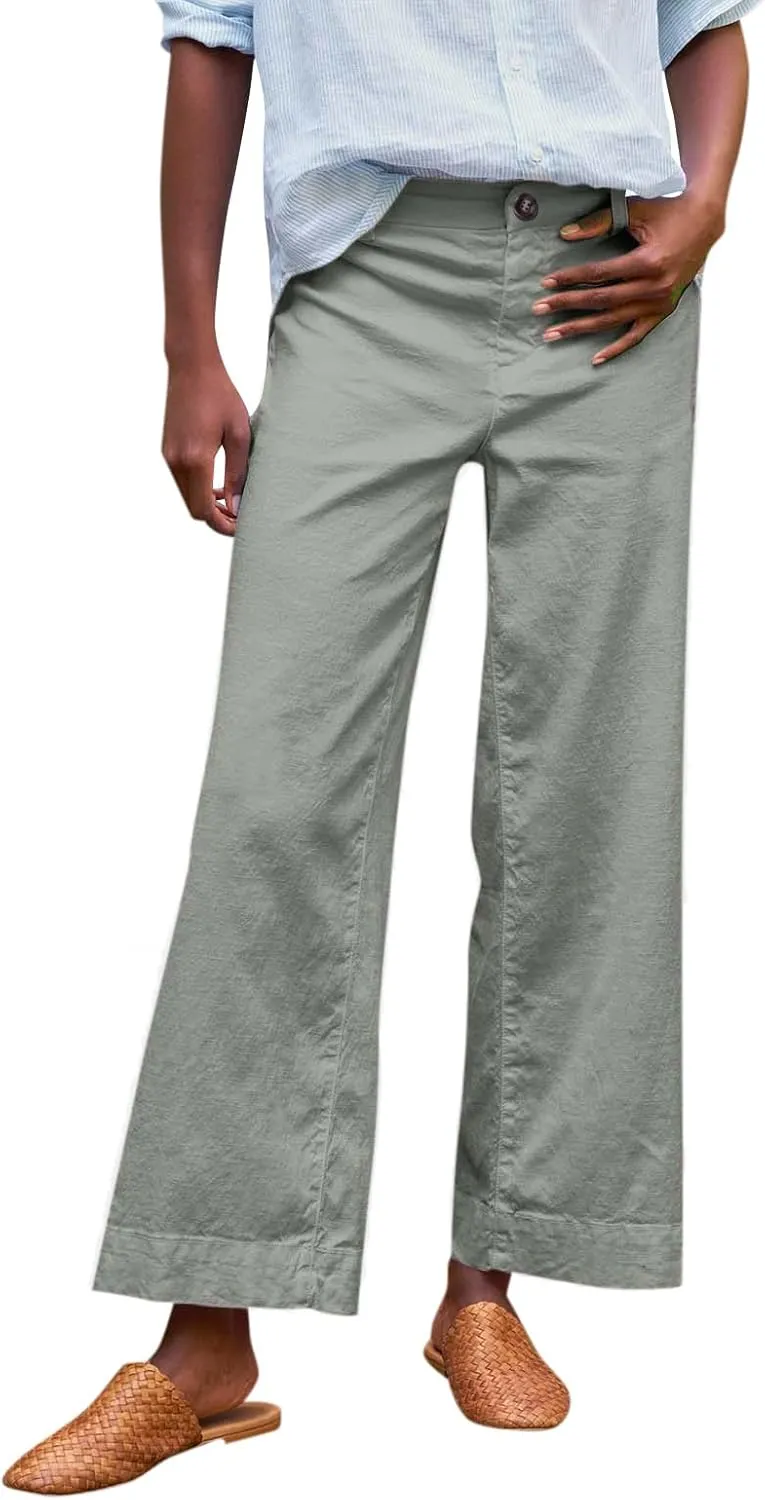 Women's Pants, Straight Leg Linen Peasant Pants Casual Sweatpants Wide Stretchy Trendy