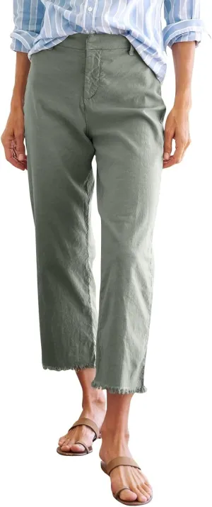 Women's Pants, Trendy Casual Linen Straight Leg Peasant Pants 2025 Flwoy Stretchy