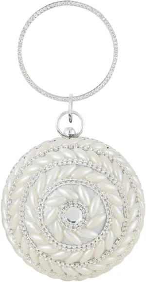Womens Round Ball Evening Bag Rhinestones Purse Beaded Pearl Clutch Bag