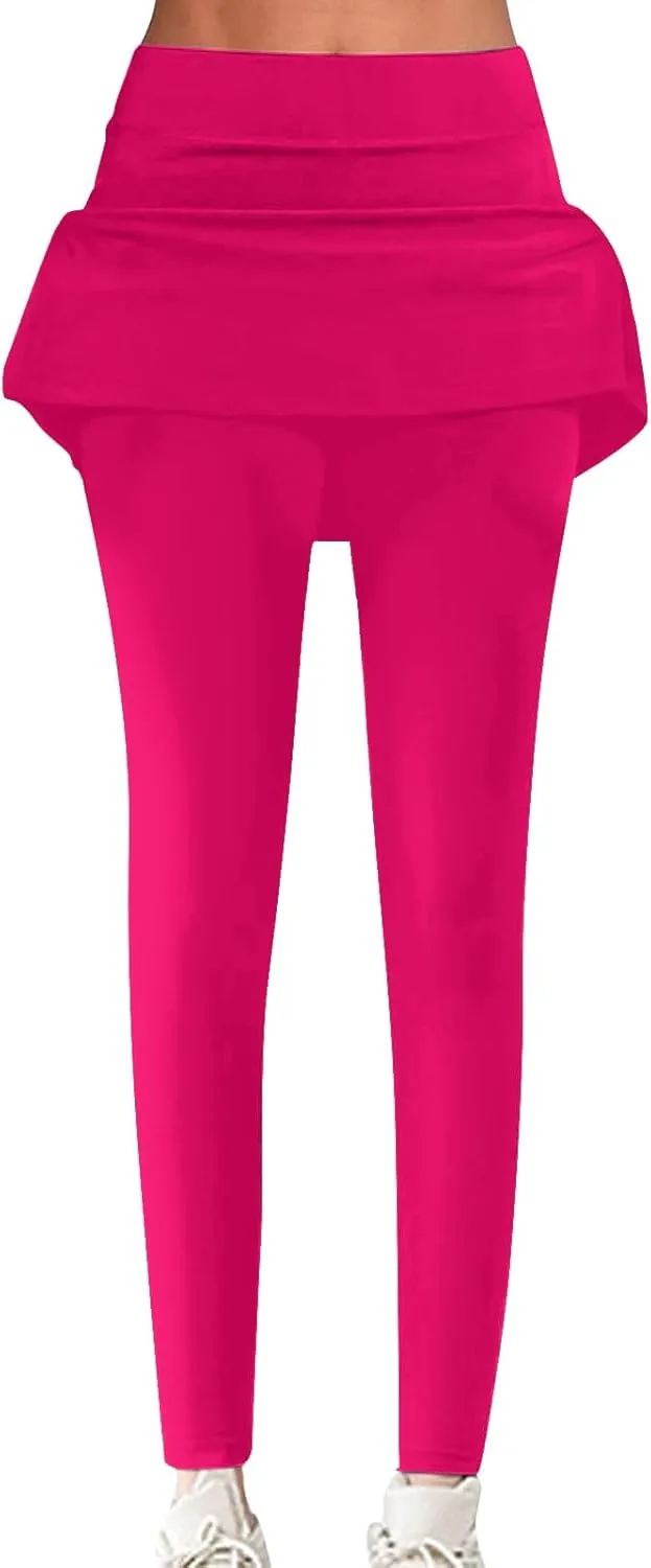 Women's Sports Skirted Leggings Yoga Skirts Spandex Tights Athletic Tennis Skorts Gym Active Running Bottoms Skirts