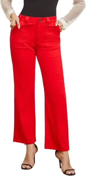 Women's Straight Leg Petite Jeans High Waisted Stretchy Cropped Denim Ankle Pants