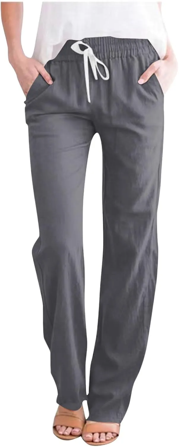 Women's Stretchy Wide Leg Palazzo Winter Flowy Yoga Slacks with Pockets Flare Leggings High Waisted