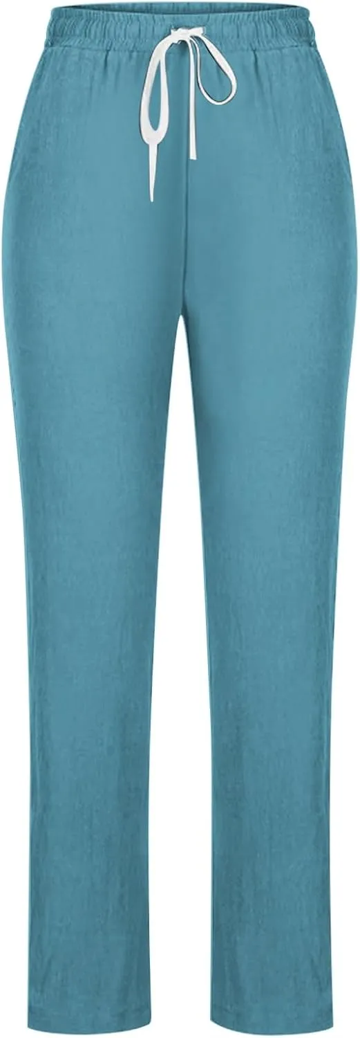Women's Stretchy Wide Leg Palazzo Winter Flowy Yoga Slacks with Pockets Flare Leggings High Waisted