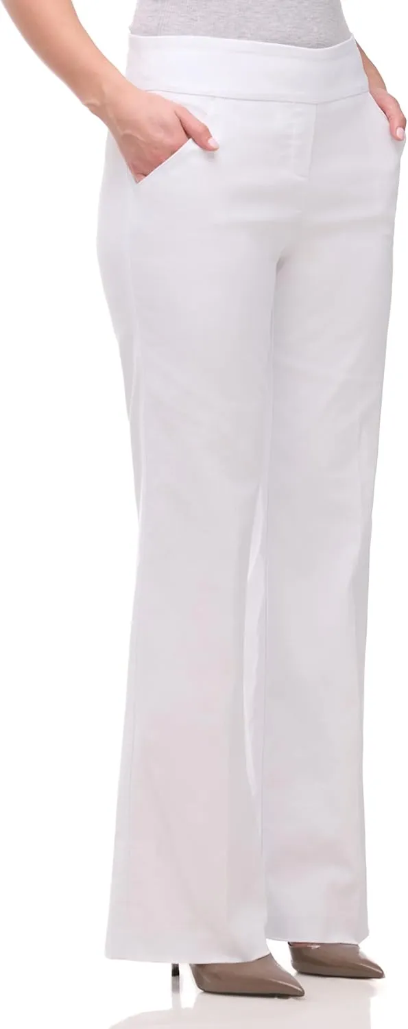 Women's Stretchy Wide Leg Pull-On Dress Pants with Pockets