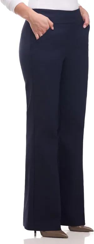 Women's Stretchy Wide Leg Pull-On Dress Pants with Pockets