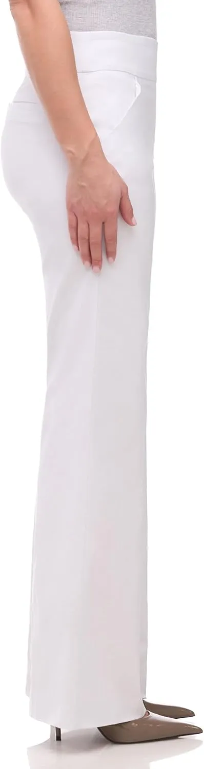 Women's Stretchy Wide Leg Pull-On Dress Pants with Pockets