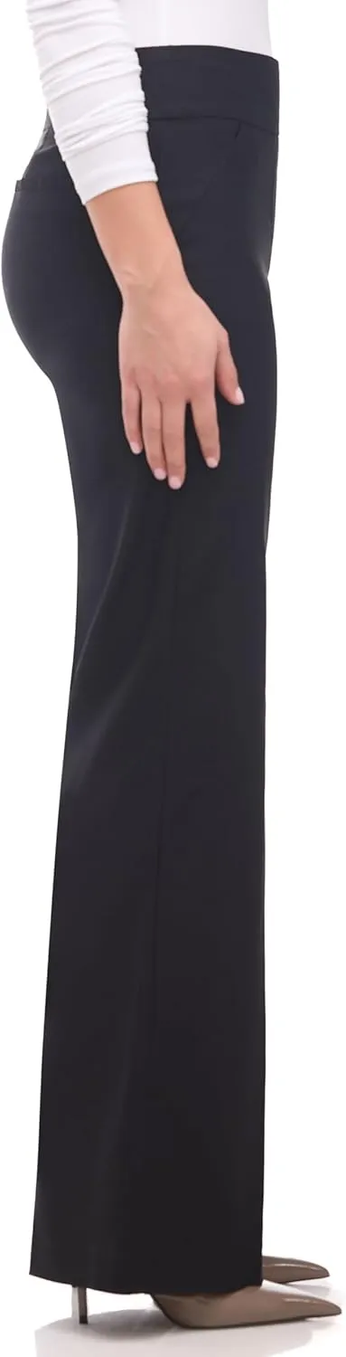 Women's Stretchy Wide Leg Pull-On Dress Pants with Pockets