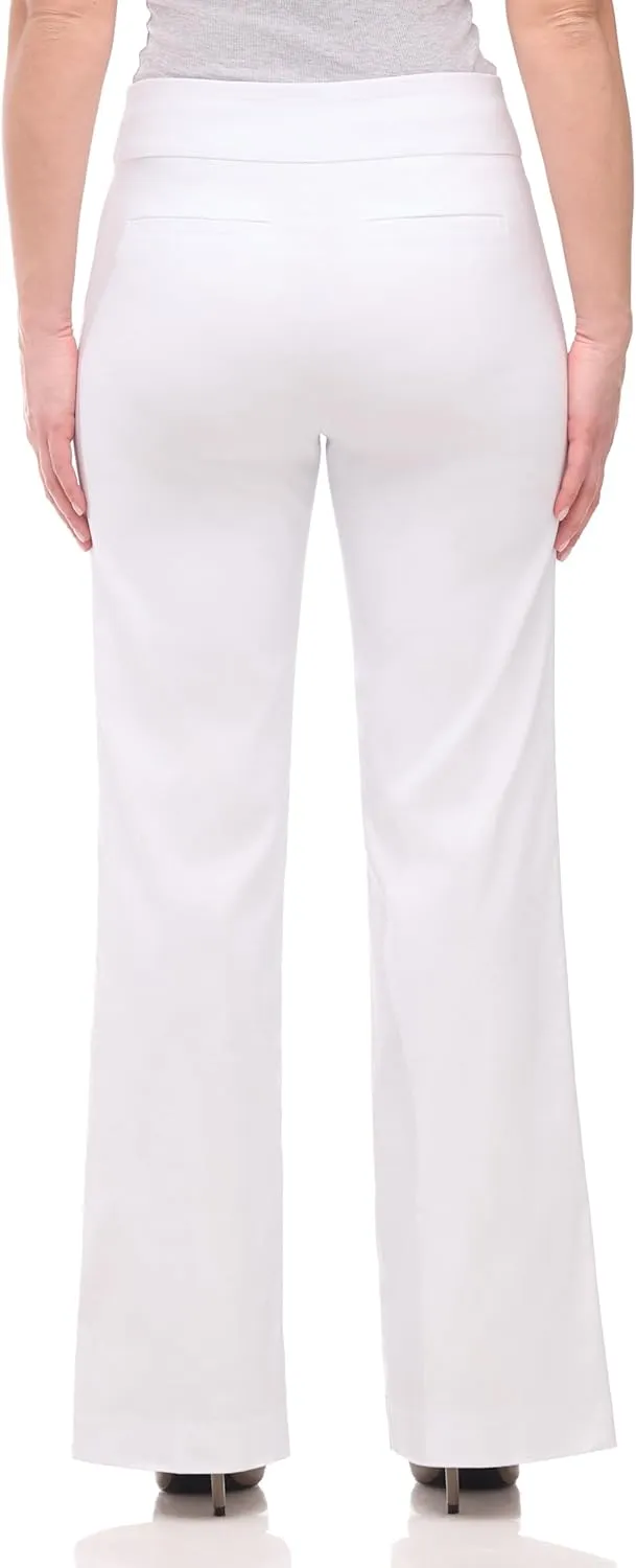 Women's Stretchy Wide Leg Pull-On Dress Pants with Pockets