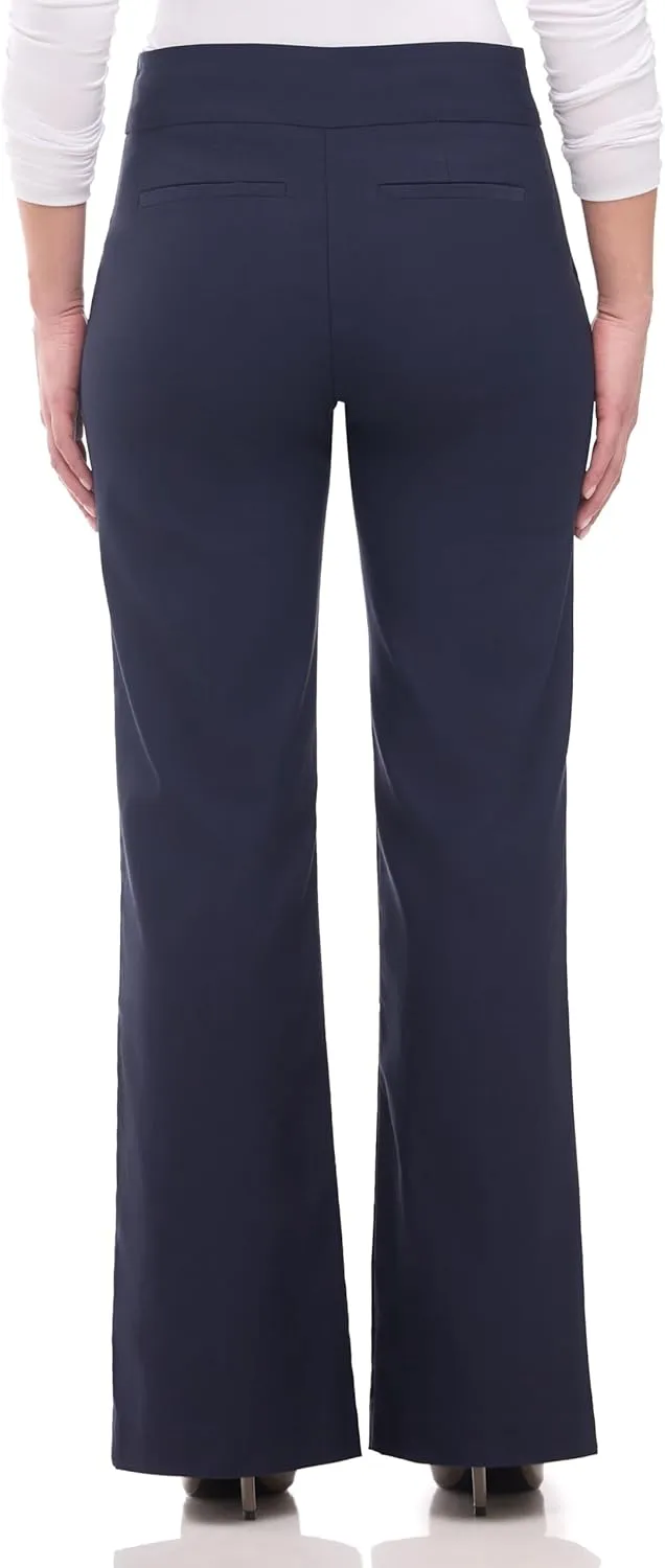 Women's Stretchy Wide Leg Pull-On Dress Pants with Pockets