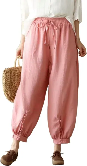 Womens Sweatpants, Trendy Casual Pants Linen Peasant Straight Leg Lounge Women Striped