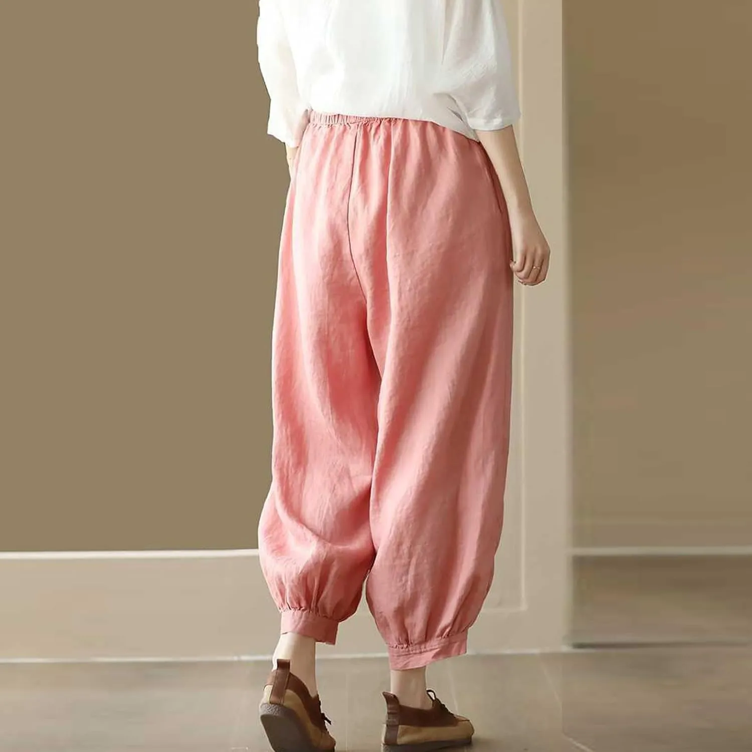 Womens Sweatpants, Trendy Casual Pants Linen Peasant Straight Leg Lounge Women Striped