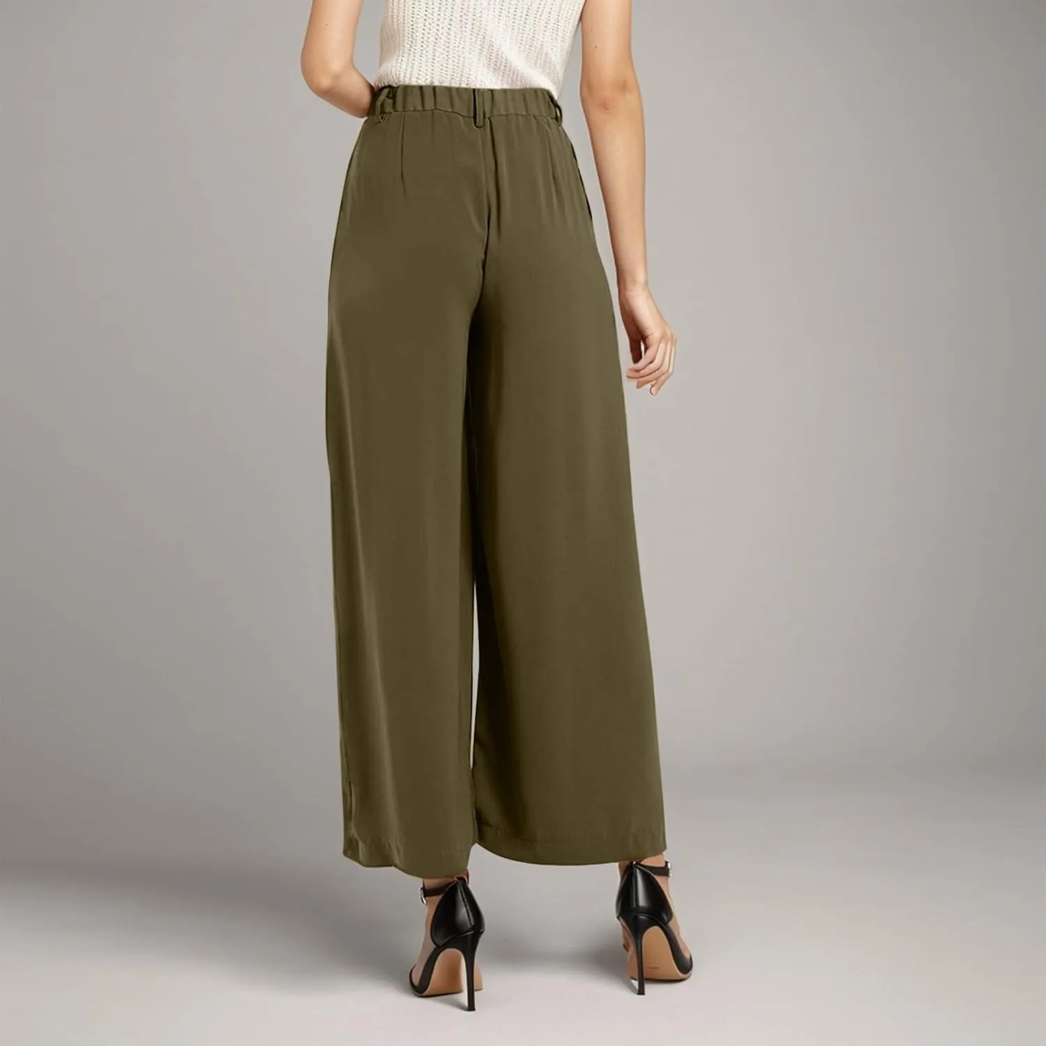Womens Wide Leg High Waist Wide Leg Pants Casual Pants Comfy Pockets Relaxed Trousers Misses Business Suits