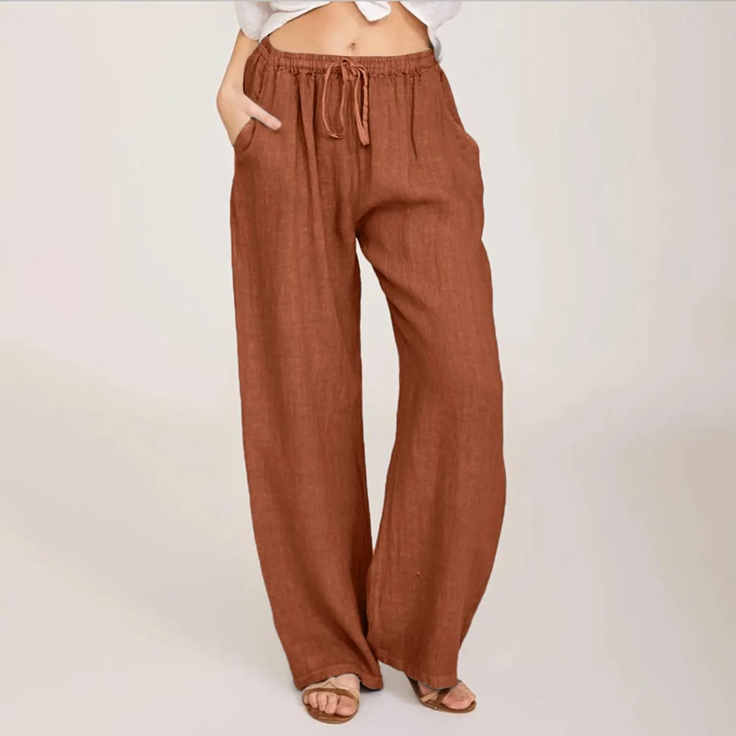 Womens Wide Leg Sweatpants Winter Corduroy Outfits Pants with Pockets Flare Leggings High Waisted