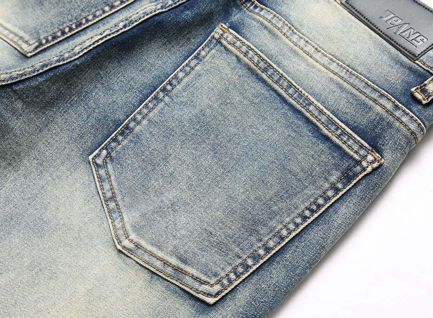 XIMXIMMTIAN Men's Biker Moto Washed Distressed Slim Fit Straight Jeans Denim