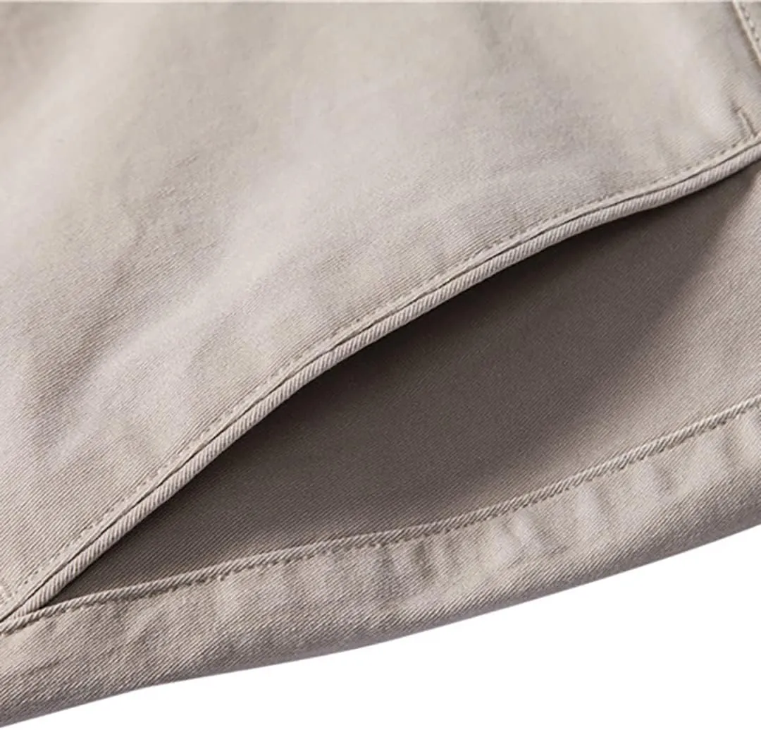 XYGJZ Mens Business Pants Slim Fit Plain Solid Flat-Front Stretch Casual Chino Dress Pant for Men