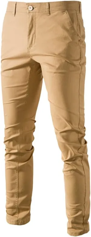 XYGJZ Mens Business Pants Slim Fit Plain Solid Flat-Front Stretch Casual Chino Dress Pant for Men