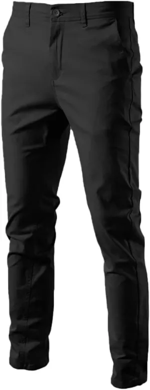 XYGJZ Mens Business Pants Slim Fit Plain Solid Flat-Front Stretch Casual Chino Dress Pant for Men