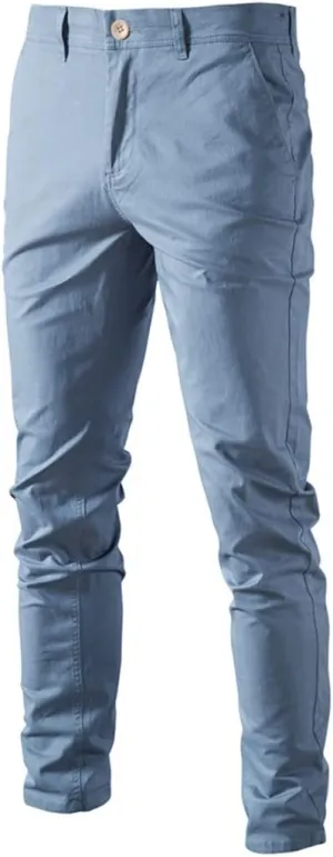 XYGJZ Mens Business Pants Slim Fit Plain Solid Flat-Front Stretch Casual Chino Dress Pant for Men