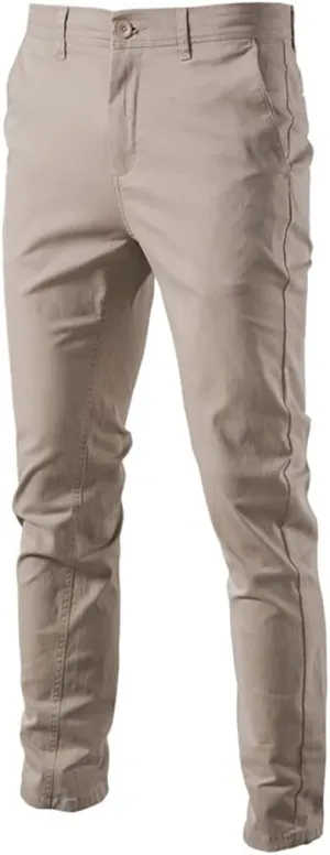 XYGJZ Mens Business Pants Slim Fit Plain Solid Flat-Front Stretch Casual Chino Dress Pant for Men