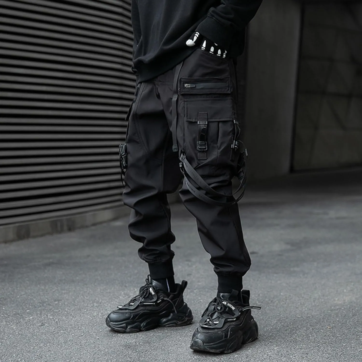 XYXIONGMAO Men's Techwear Japanese Streetwear Goth Black Cargo Jogger Fashion Tripp Pants