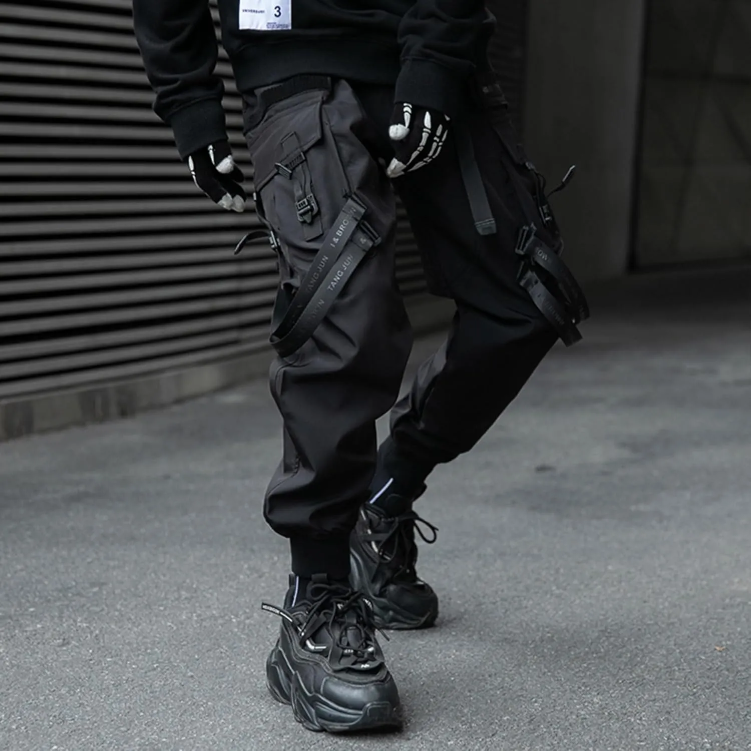 XYXIONGMAO Men's Techwear Japanese Streetwear Goth Black Cargo Jogger Fashion Tripp Pants