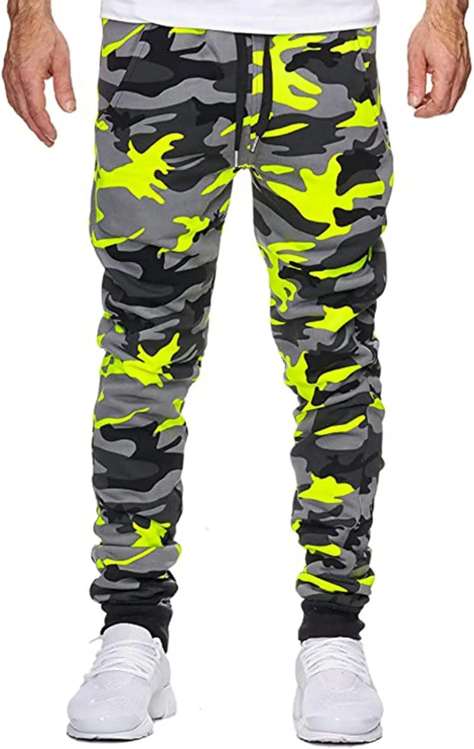 Ymosrh Khaki Pants Mens Relaxed Fit Camouflage Bandage Casual Loose Sweatpants Drawstring Pant Camping Pants Men