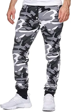 Ymosrh Khaki Pants Mens Relaxed Fit Camouflage Bandage Casual Loose Sweatpants Drawstring Pant Camping Pants Men