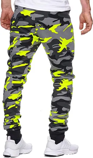 Ymosrh Khaki Pants Mens Relaxed Fit Camouflage Bandage Casual Loose Sweatpants Drawstring Pant Camping Pants Men
