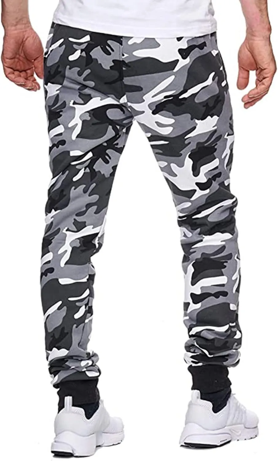 Ymosrh Khaki Pants Mens Relaxed Fit Camouflage Bandage Casual Loose Sweatpants Drawstring Pant Camping Pants Men