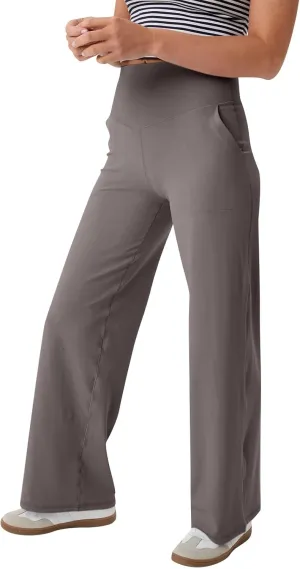 Yoga Pants Women Wide Leg Pants with Pockets Stretch High Waist Baggy Sweatpants Trendy Wide Leg Yoga Pants