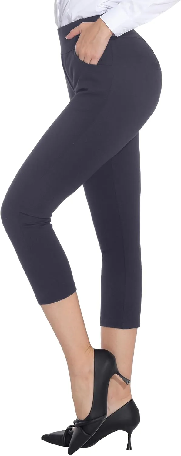 ZTN Women's High Waist Pull-On Dress Pants Tummy Control Work Pants for Business Casual Trousers with 4 Pockets